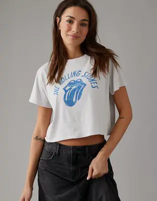 American Eagle Cropped Rolling Stones Graphic Tee. 1