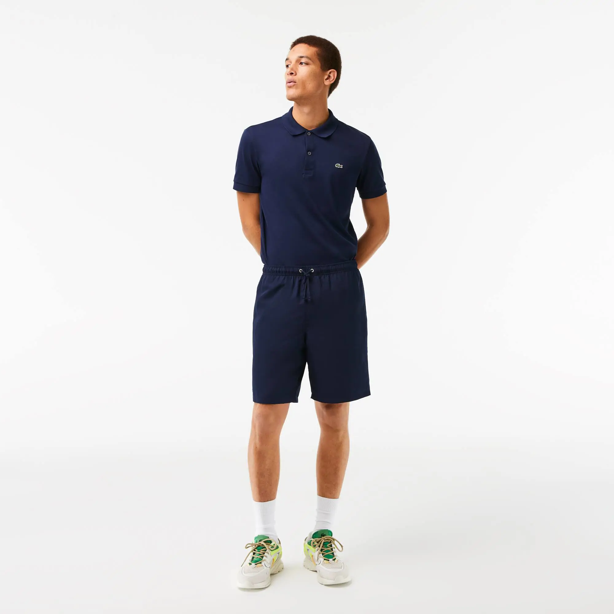 Lacoste Men's Lacoste SPORT tennis shorts in solid diamond weave taffeta. 1