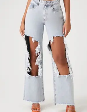 Forever 21 90s Fit Destroyed Jeans Light Denim