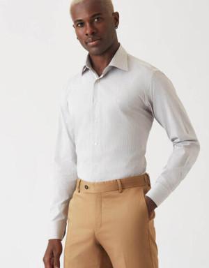 Erkek Regular Fit Uzun Kollu Klasik Gömlek KAHVE