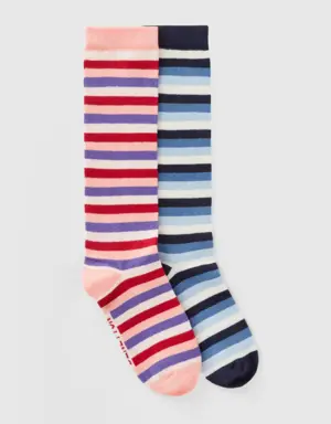 due sets of striped jacquard socks