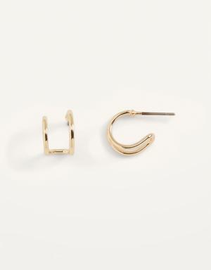Gold-Plated Double-Hoop Stud Earrings For Women yellow
