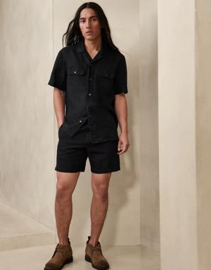 Lino 7" Linen Short black