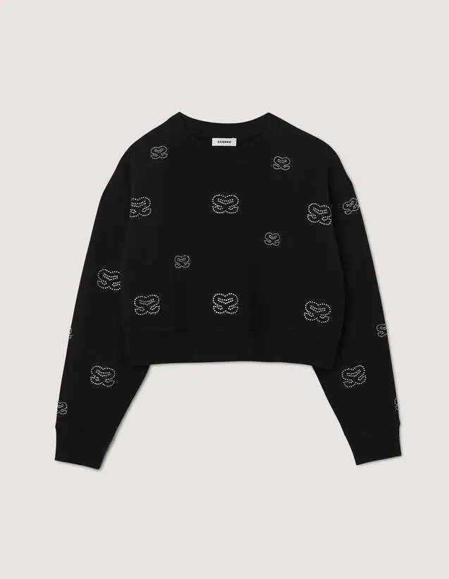 Sandro Cropped double S sweatshirt. 2