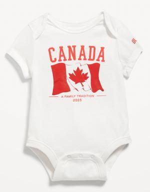 Unisex Short-Sleeve Canada Logo-Graphic Bodysuit for Baby white