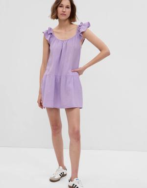 Crinkle Gauze Mini Dress purple