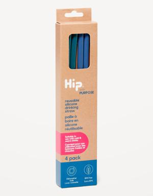 Old Navy Hip&#174 Reusable Silicone Drinking Straws 4-Pack blue