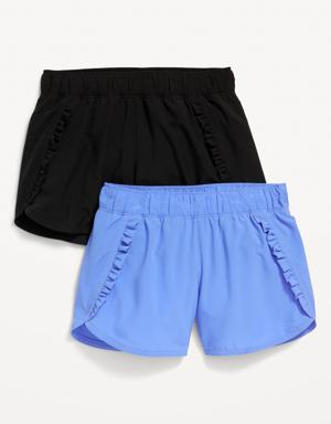 Ruffle-Front Dolphin-Hem Run Shorts 2-Pack for Girls blue