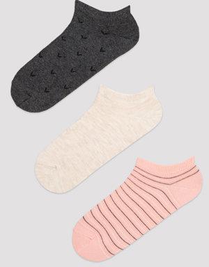 Striped Jacquard 3lü Liner Socks
