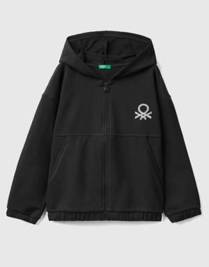 hoodie with zip and embroidered logo