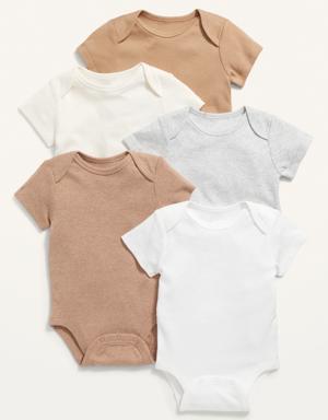 Unisex Short-Sleeve Bodysuit 5-Pack for Baby red