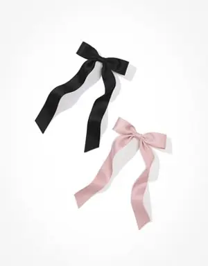 O Pink + Black Hair Bow 2-Pack