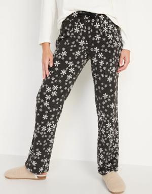 Matching Printed Microfleece Pajama Pants for Women gray