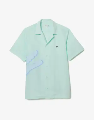 Camisa para hombre en gasa de algodón con diseño de cocodrilo