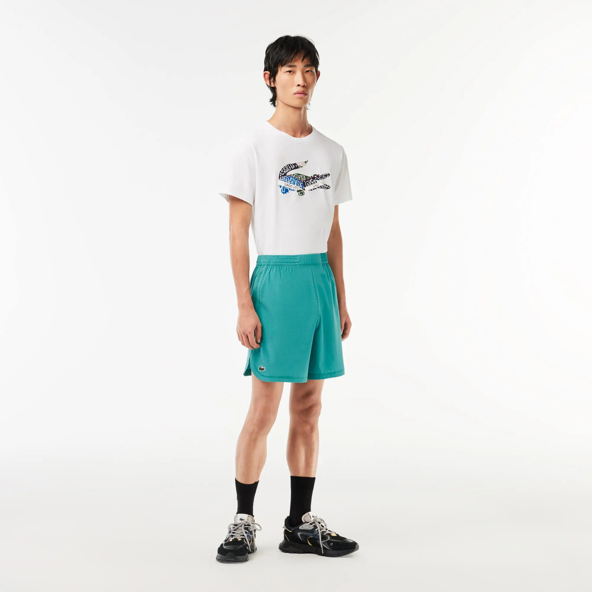 Lacoste Men’s Lacoste Sport Check Stretch Mesh Shorts. 1