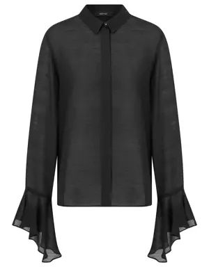 Black Puffed Collar Shirt - 4 / BLACK