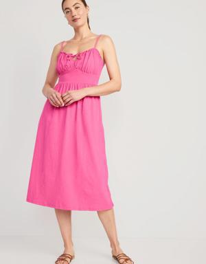 Old Navy Fit & Flare Tie-Front Cami Midi Dress for Women pink