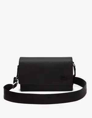 Unisex Lacoste Chantaco Calfskin Leather Flap Closure Bag