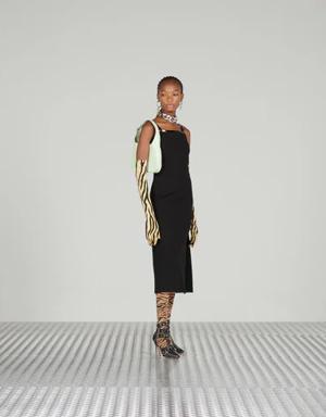 Jersey midi dress with crystal G square
