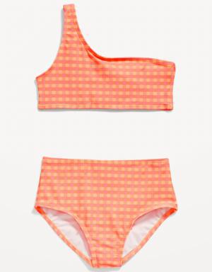 Printed One-Shoulder Bikini Swim Set for Girls multi
