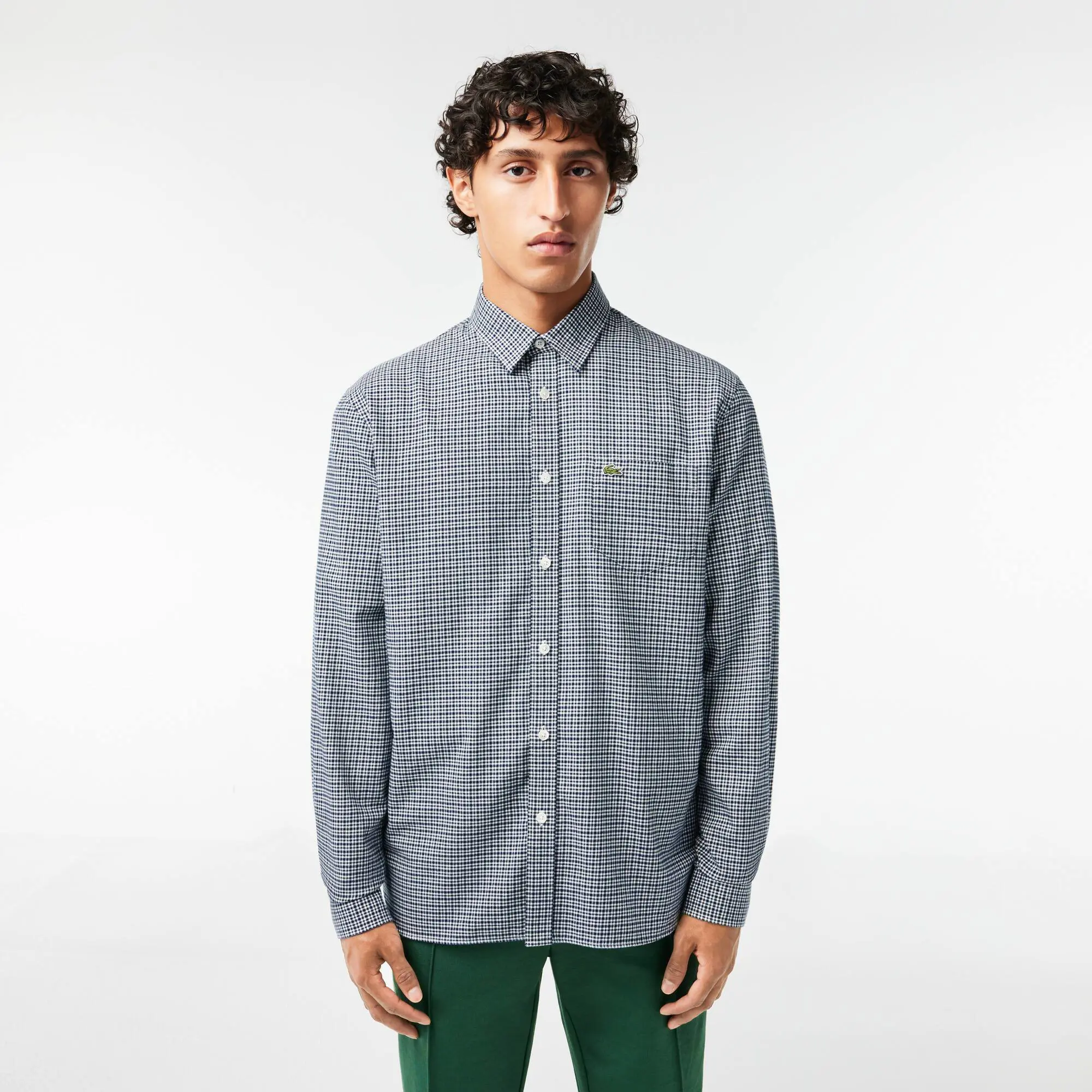 Lacoste Camisa de franela de algodón de cuadros. 1