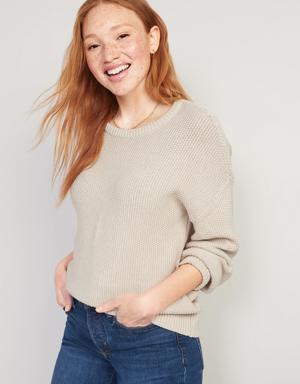 Textured-Knit Tunic Sweater for Women beige