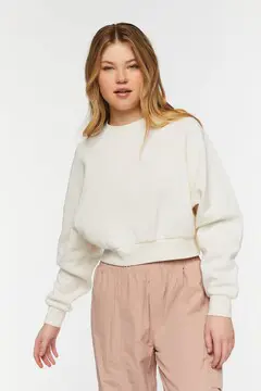 Forever 21 Forever 21 Fleece Crew Pullover Cream. 2