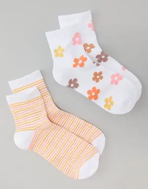 Flower & Stripes Boyfriend Sock 2-Pack