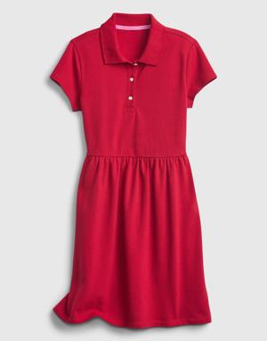 Kids Uniform Polo Dress red