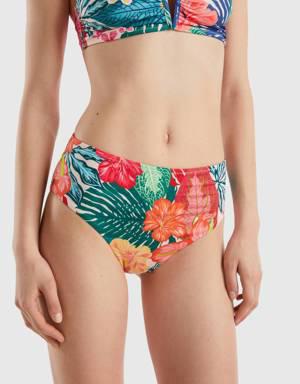 high-waisted floral swim bottoms