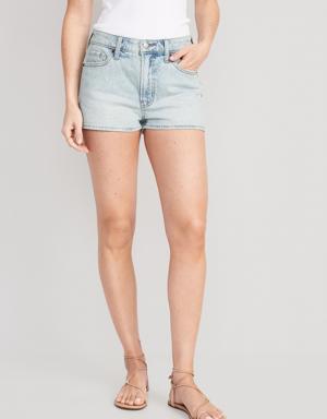 High-Waisted OG Straight Super-Short Jean Shorts -- 1.5-inch inseam blue