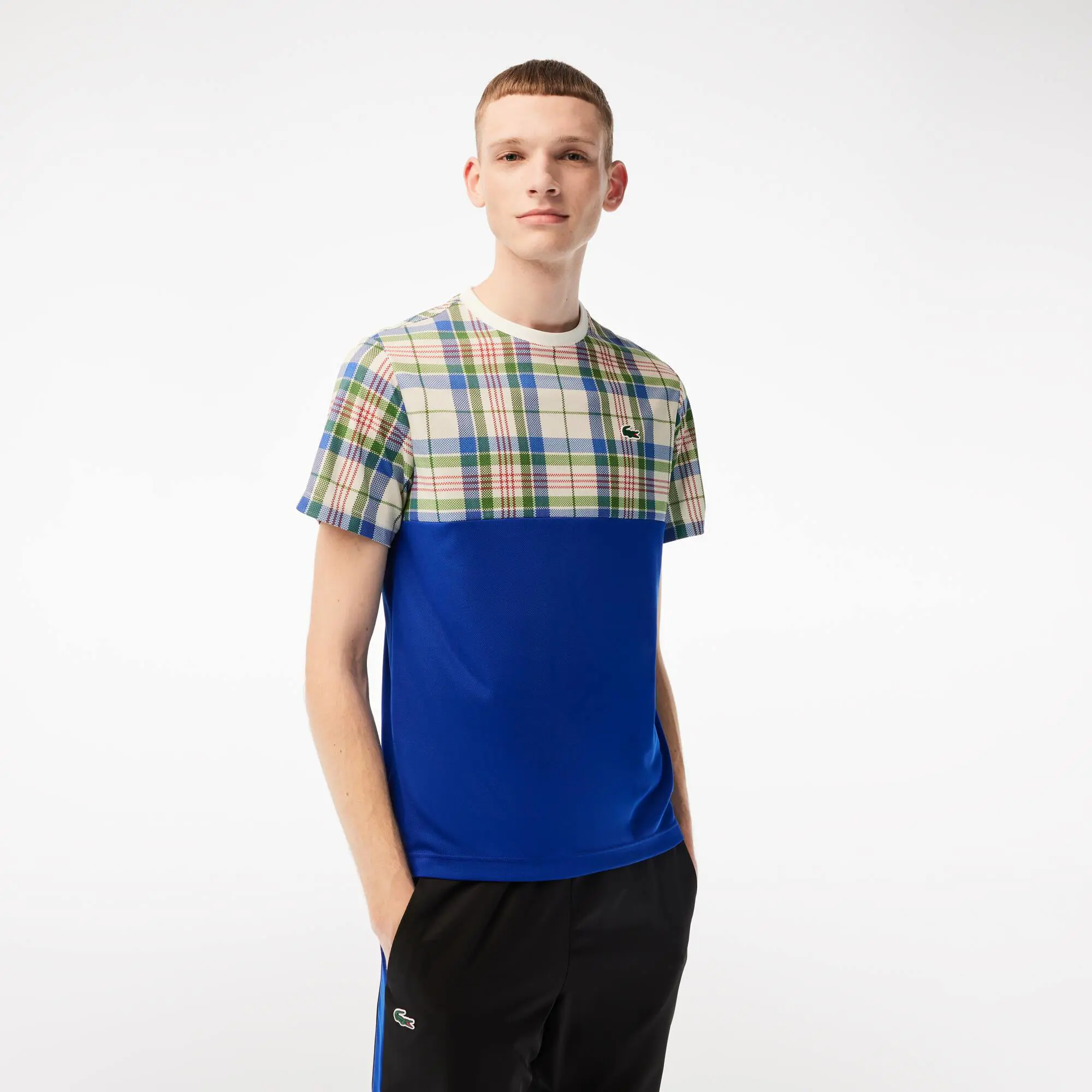 Lacoste T-shirt com estampado de xadrez Lacoste Tennis Regular Fit para homem. 1