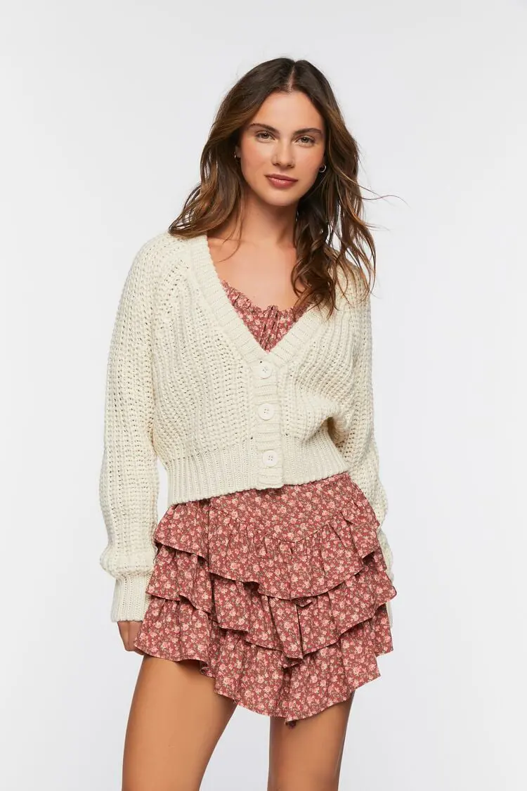 Forever 21 Forever 21 Chunky Knit Cardigan Sweater Cream. 1