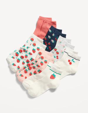 Printed Crew Socks 7-Pack for Girls pink