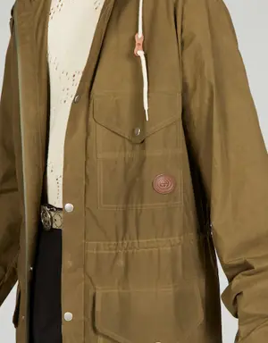 Waxed cotton adjustable length jacket