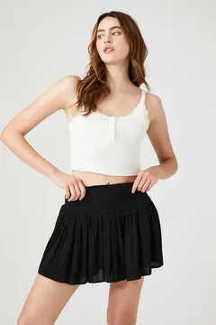 Forever 21 Forever 21 Smocked A Line Mini Skirt Black. 2