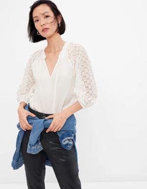 Gap Lace Sleeve Top white