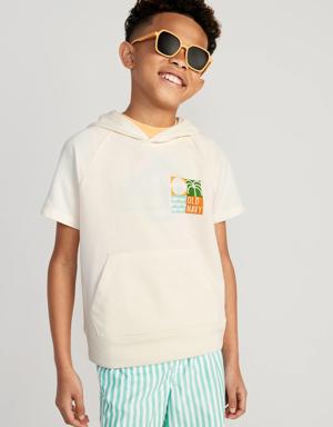 Old Navy Short-Sleeve Logo-Graphic Pullover Hoodie for Boys white
