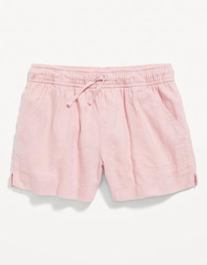 Linen-Blend Drawstring Shorts for Girls pink