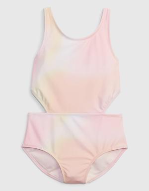 Kids Recycled Cutout Swim One-Piece pink