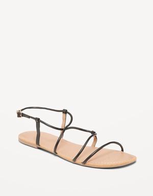 Old Navy Faux-Leather Asymmetric Strappy Sandals for Women black