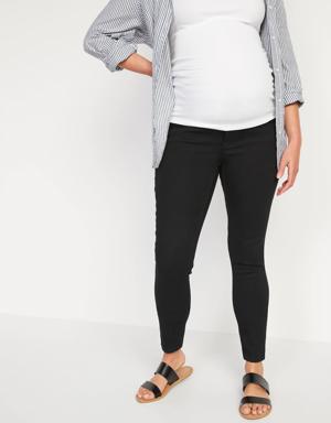 Maternity Rollover-Waist 360° Stretch Super-Skinny Jeans black