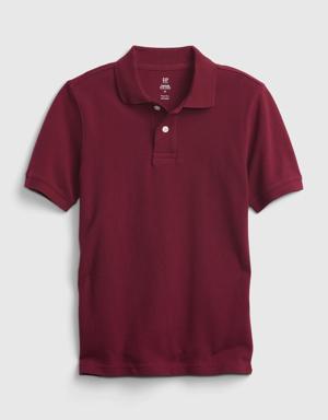 Kids Organic Cotton Uniform Polo Shirt red
