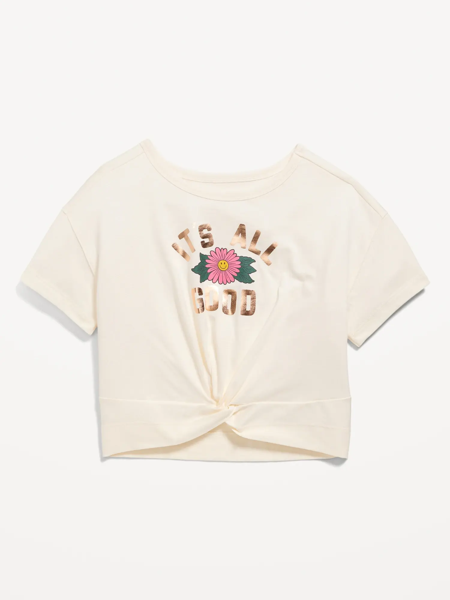 Old Navy Twist-Front Graphic T-Shirt for Girls white. 1