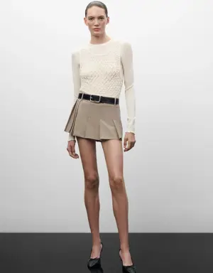 Check wool mini-skirt