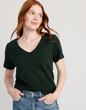 EveryWear V-Neck Slub-Knit T-Shirt for Women green