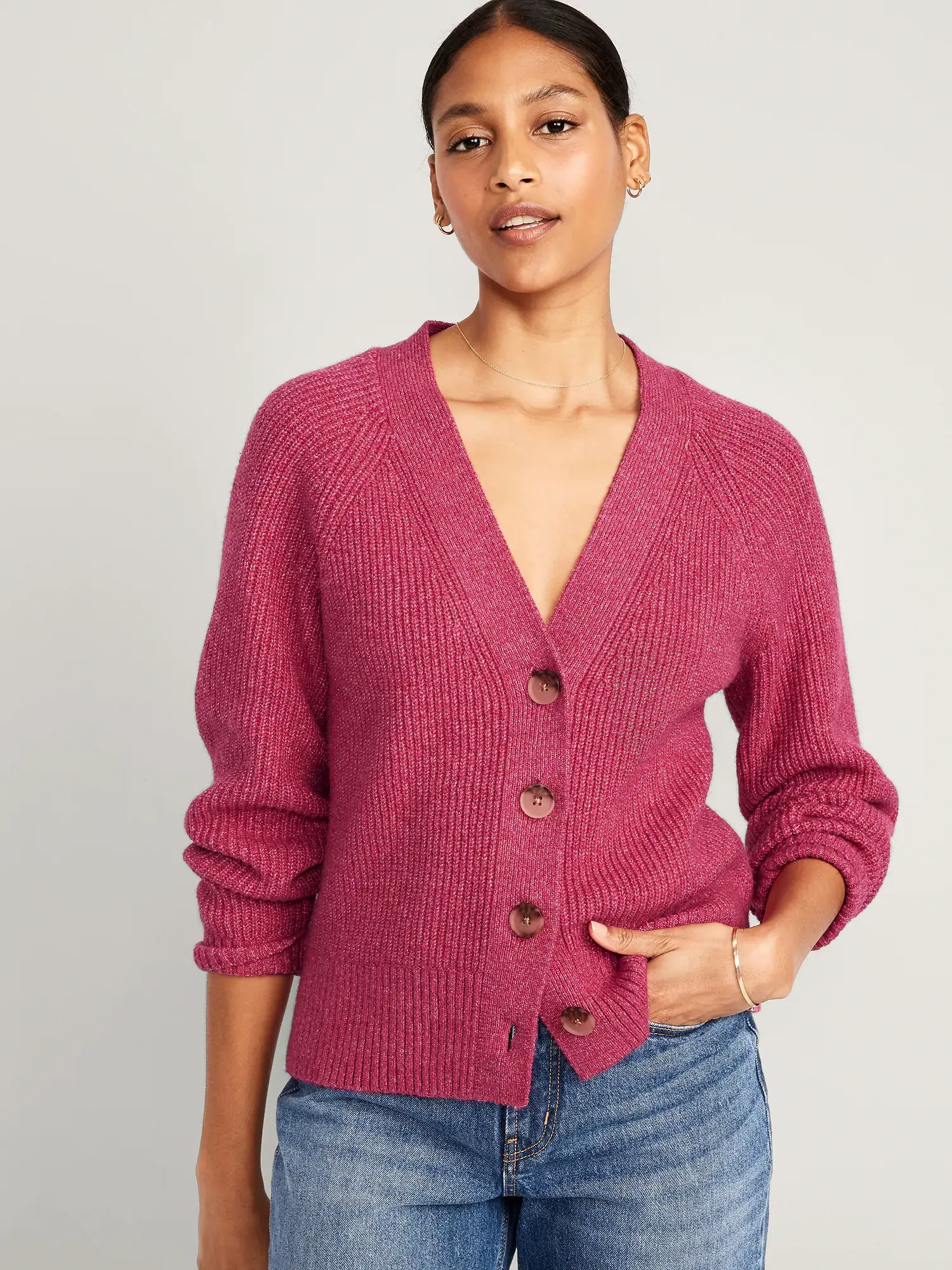 Old Navy Shaker-Stitch Cardigan Sweater for Women pink. 1