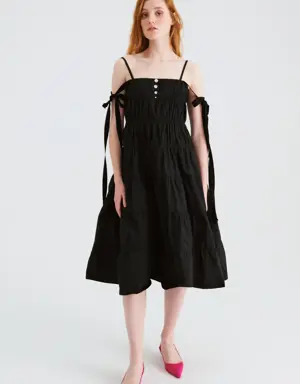 Tiered Black Formal Dress - Conscious Product - 2 / BLACK