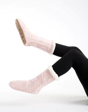 Pink - Cozy Slipper Socks - 5-8