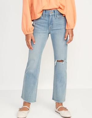 High-Waisted Built-In Tough Ripped Flare Jeans for Girls black